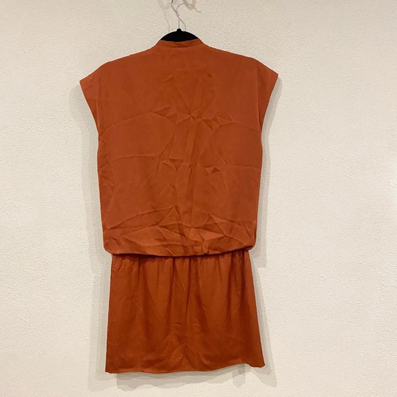 Intermix Burnt Orange Faux Wrap Dress Size Small EUC - Picture 3 of 3